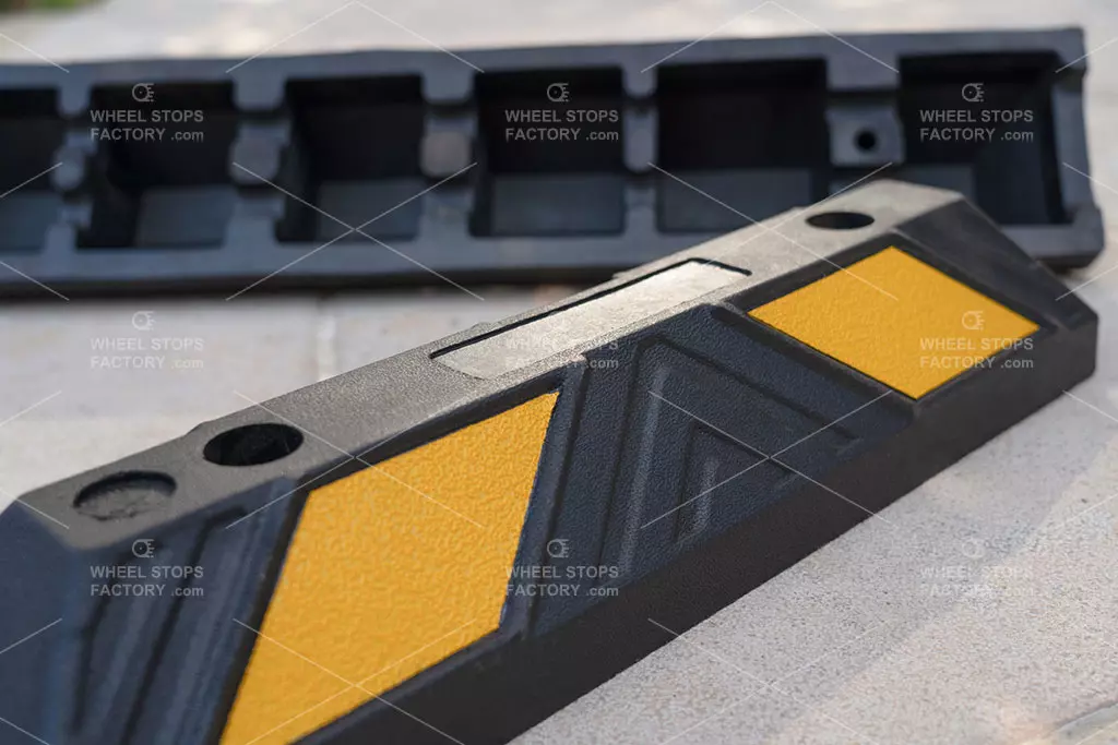 A detailed image of a parking block showing where you can customise your logo