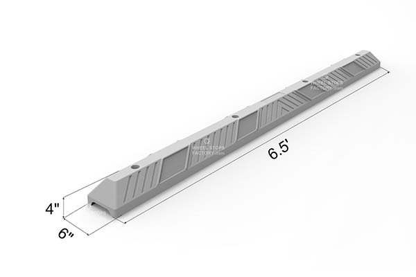 3D drawing of 2000 mm car tyre stoppers designed for garage or commercial parking