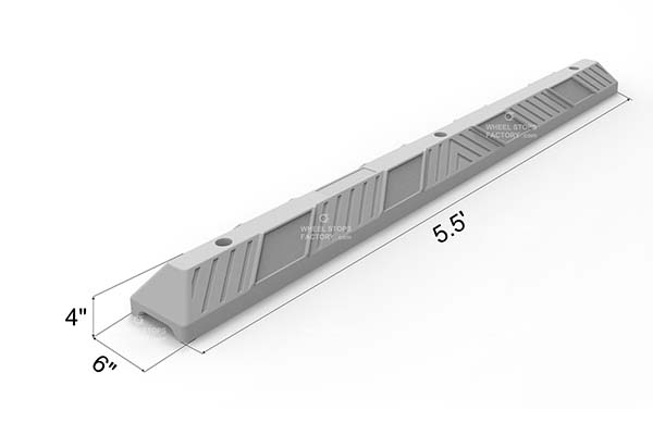 Parking wheel stops of 1650 mm dimensions, to be installed in parking lots